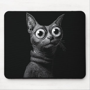 Sphynx cat in sweater funny vintage cat lovers mouse pad