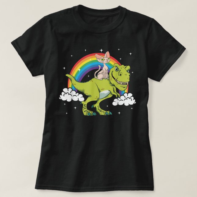 Sphynx Cat Kitten T Rex Dinosaur Tyrannosaurus T  T-Shirt (Design Front)