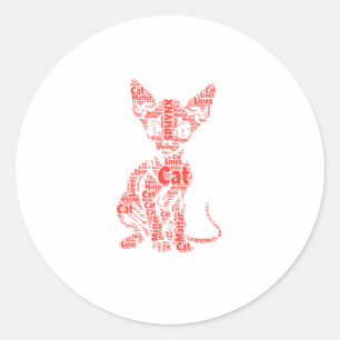 Sphynx Cat Lives Word Cloud Silhouette Sticker 