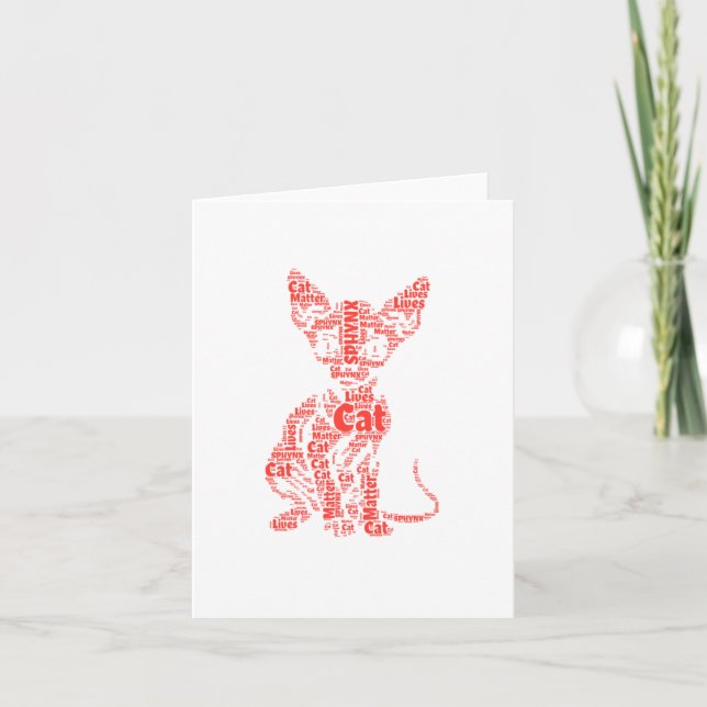 Sphynx Cat Lives Word Cloud Silhouette Sticker  Card (Front)