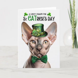 Sphynx Cat Lucky Charm St CATrick's Day Holiday Card