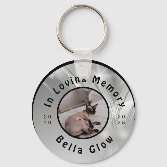 Sphynx Cat Memorial Silver Remembrance Art Key Ring (Front)