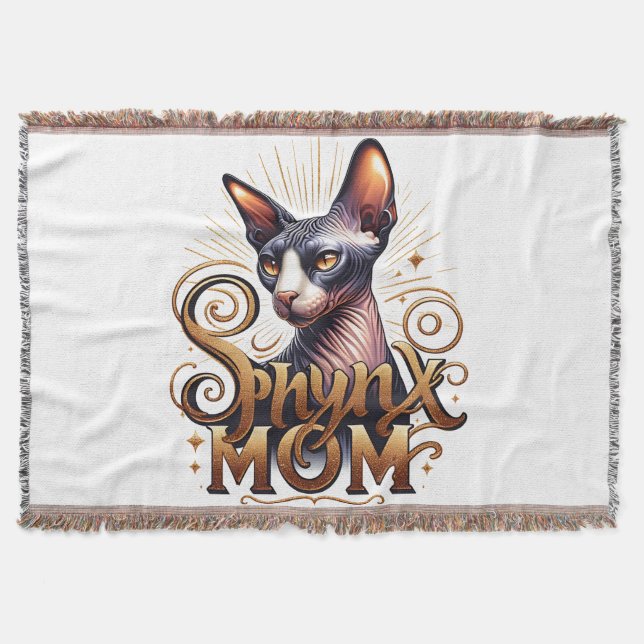 Sphynx Cat Mum Crazy Cat Lady Throw Blanket  (Front)