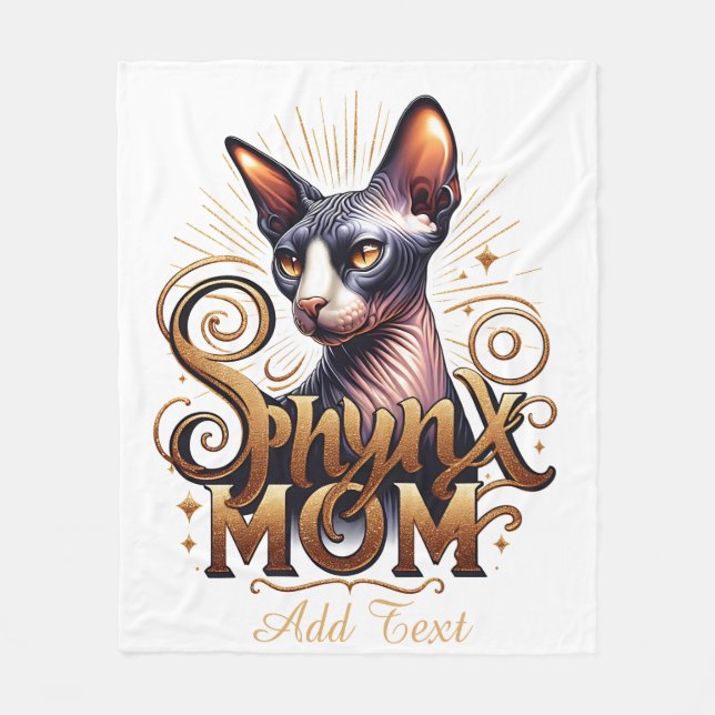 Sphynx Cat Mum Throw Fleece Blanket Crazy Cat Lady (Front)