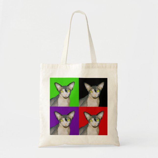 Sphynx Cat Ninja Pop Art Multicolor 2 Tote Bag (Front)