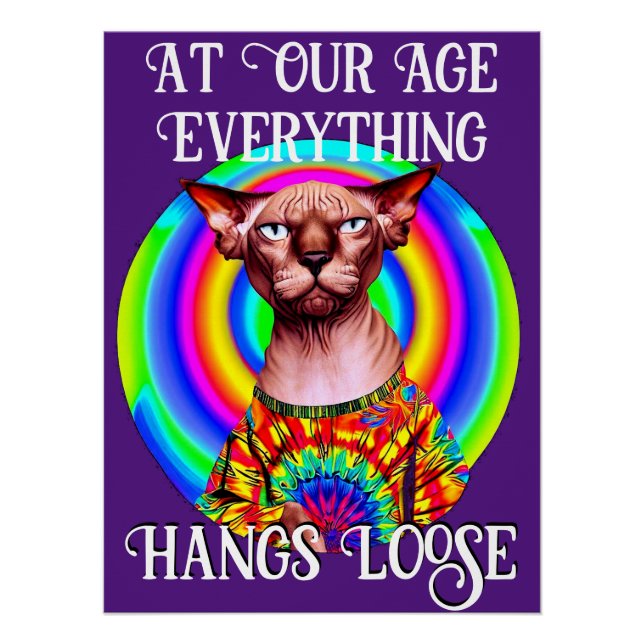  Sphynx Cat Over the Hill Birthday Poster (Front)