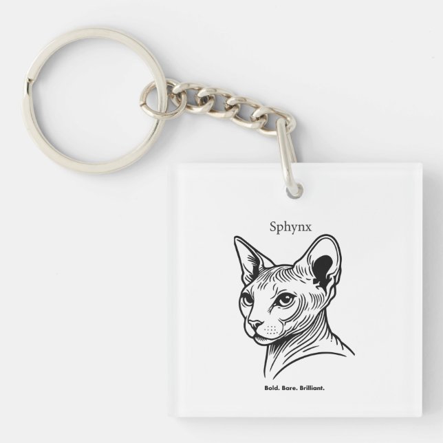 Sphynx Cat Portrait Key Ring (Front)