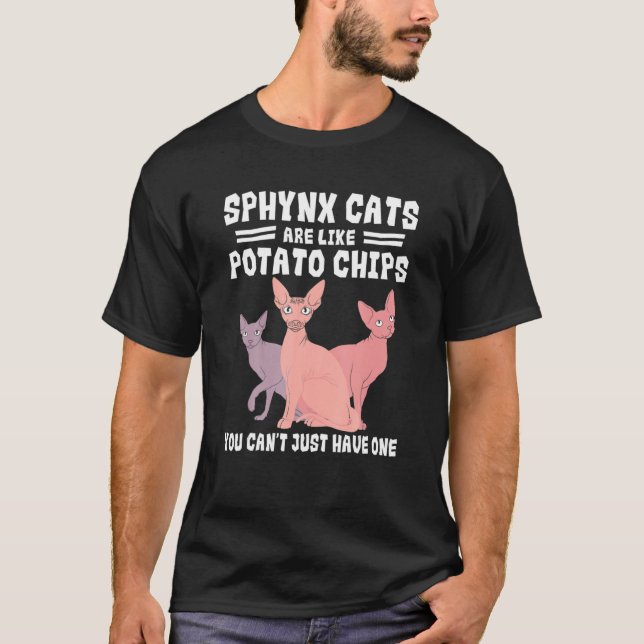 Sphynx Cat Potato Chips Lover Breeder Pet Owner T-Shirt (Front)