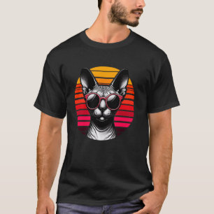 Sphynx Cat Retro Vintage Sunset Sunglasses 70s T-Shirt