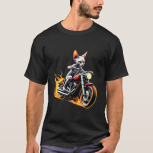 Sphynx Cat Riding a Motorcycle Design Funny Sphynx T-Shirt