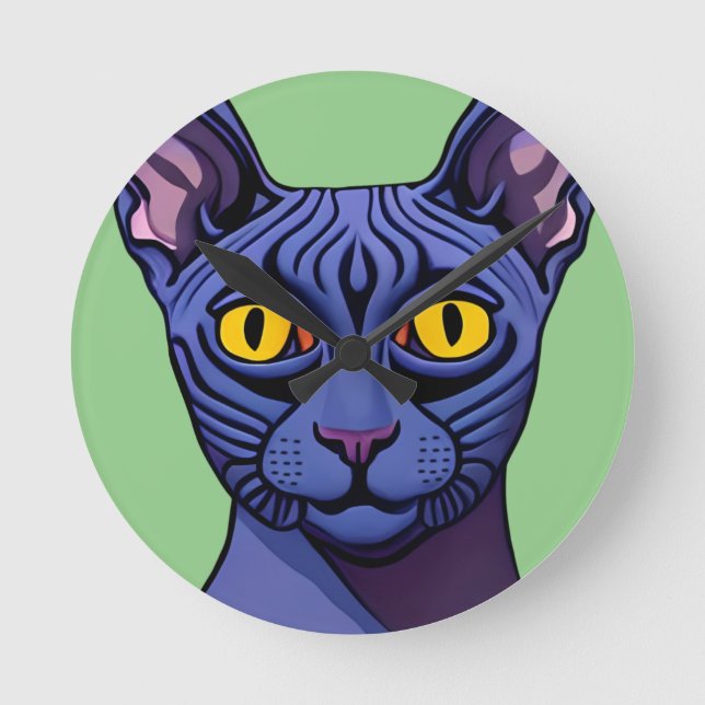 Sphynx Cat Round Clock (Front)