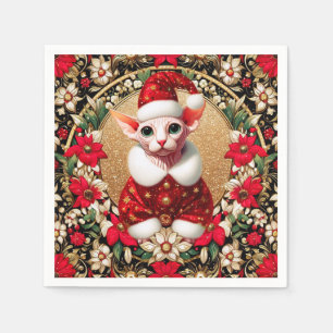 Sphynx Cat Santa Elf by AI  Napkin