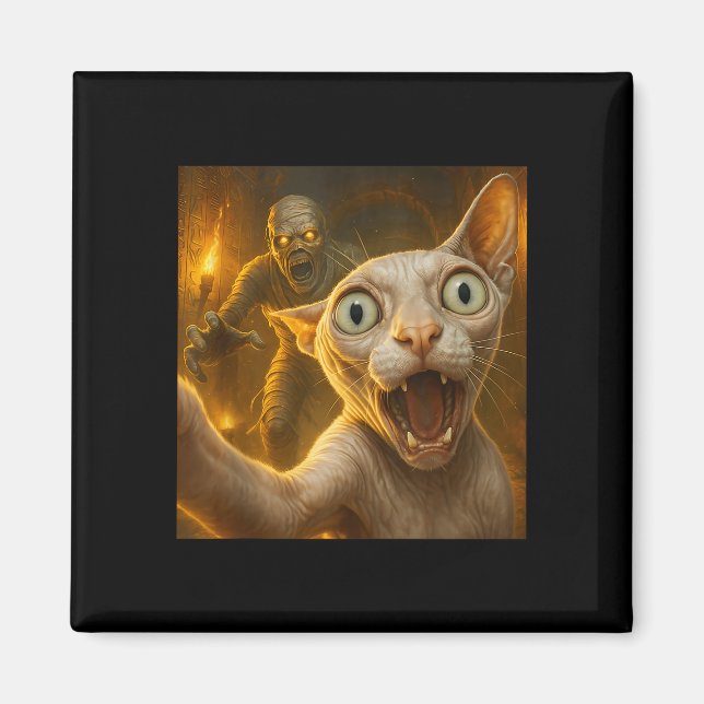 Sphynx cat selfie funny spooky mummy ghost magnet (Front)