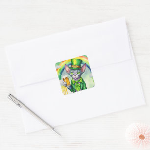 Sphynx Cat Sticker St. Patrick's Day Drinking Beer