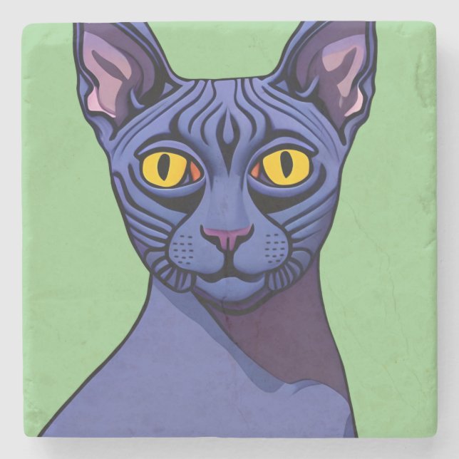 Sphynx Cat Stone Coaster (Front)