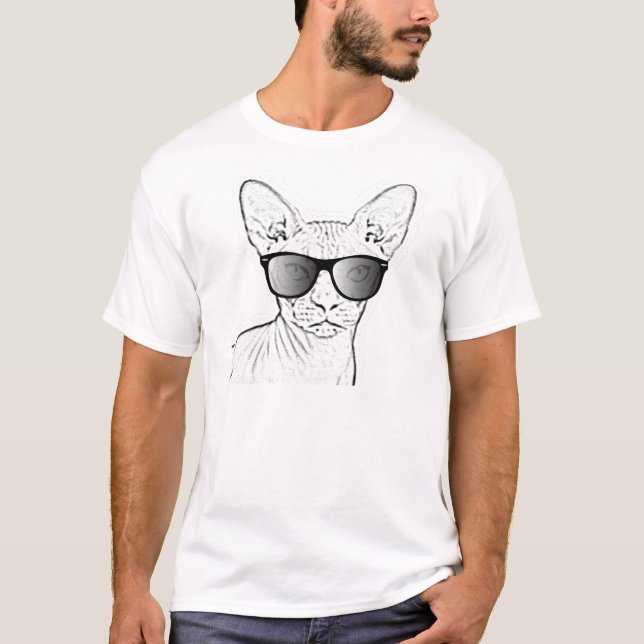 Sphynx cat wearing sunglasses, T-Shirts (Front)