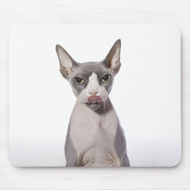 Sphynx Cat with tongue out Mouse Pad (Front)