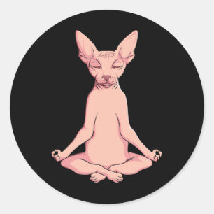 Sphynx Cat Yoga Meditation Breeder Hairless Pet Lo Classic Round Sticker