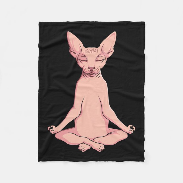 Sphynx Cat Yoga Meditation Breeder Hairless Pet Lo Fleece Blanket (Front)