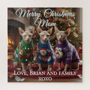 Sphynx Cats Christmas Funny Personalised Jigsaw Puzzle