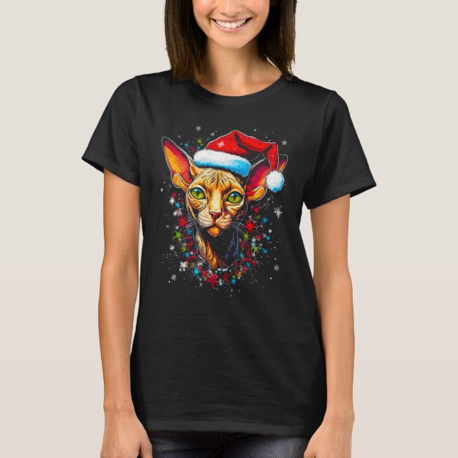 Sphynx Hairless Cat Christmas T-Shirt (Front)