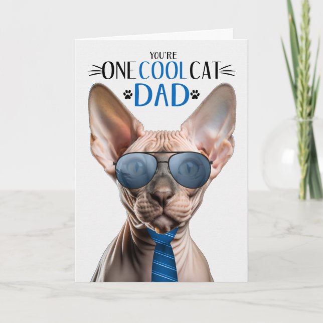 Sphynx Hairless Cat Father's Day One Cool Cat Holiday Card (Front)