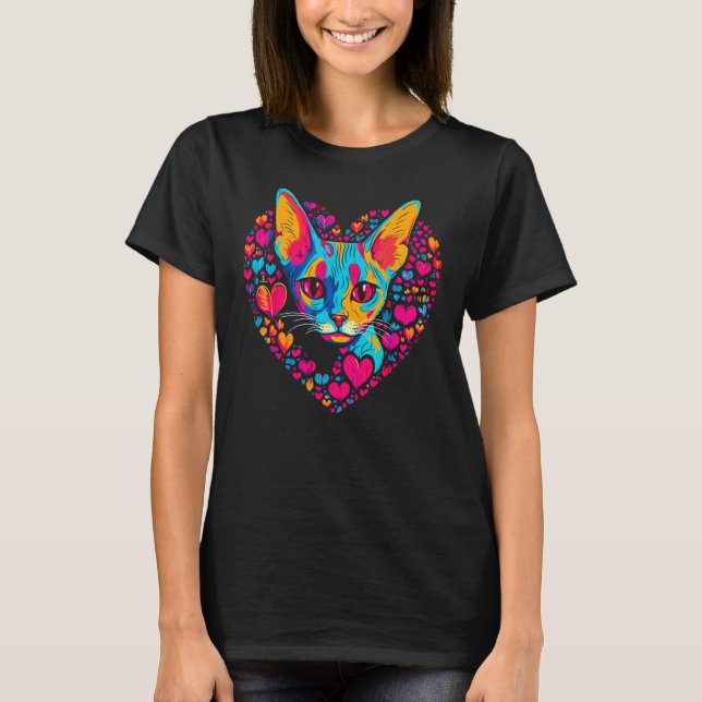Sphynx Hairless Cat Heart T-Shirt (Front)
