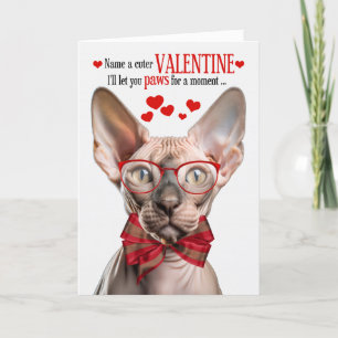 Sphynx Hairless Cat Lover Valentine Feline Humour Holiday Card