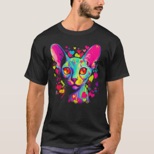 Sphynx Hairless Cat Pink Red Heart T-Shirt