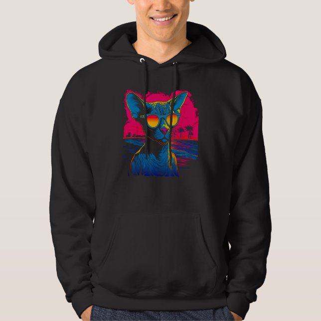 Sphynx Hairless Cat Summer Party Hoodie (Front)