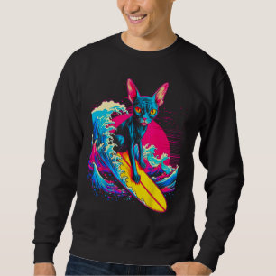 Sphynx Hairless Cat Surfing Sweatshirt