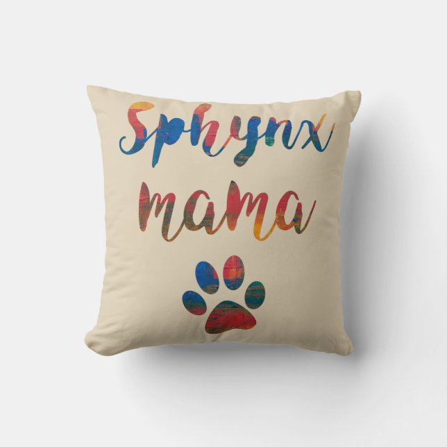 Sphynx Mama Artistic Colours Graphic Cushion (Front)