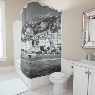 Spiaggia di Positano Marina Grande 1 - BW Shower Curtain