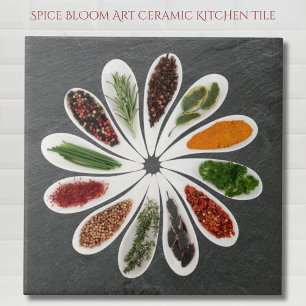 Spice Bloom Art Kitchen  Ceramic Tile