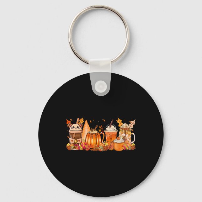 Spice Fall Coffee Hot Tea Autumn Harvest Women Dri Key Ring (Front)
