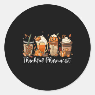 Spice Latte Fall Coffee Lover Thankful Pharmacist  Classic Round Sticker