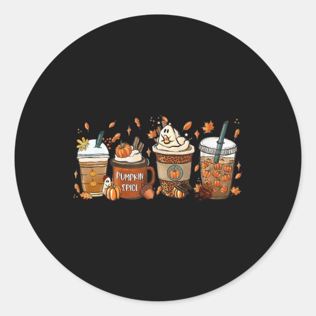 Spice Latte Fall Coffee Pumpkin Spice Thanksgiving Classic Round Sticker (Front)