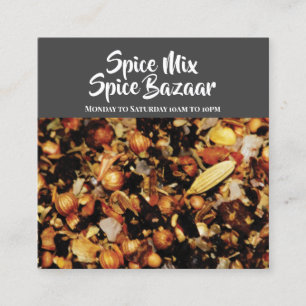 Spice mix photograph grey white modern chic square business card