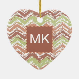 Spice Scribble Chevron ZigZag Ceramic Ornament