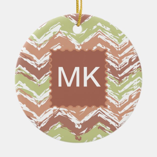 Spice Scribble Chevron ZigZag Ceramic Tree Decoration (Front)