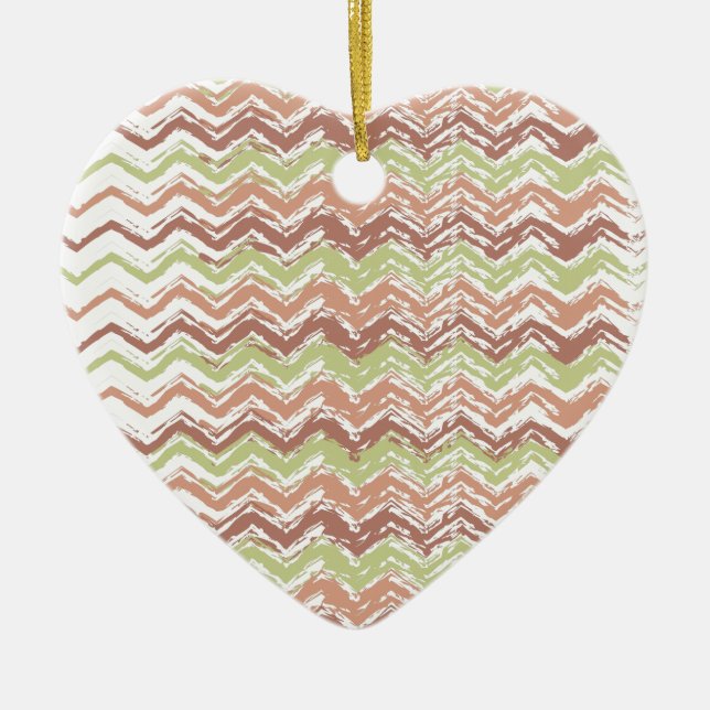 Spice Scribble Chevron ZigZag Ceramic Tree Decoration (Front)