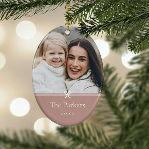 Spice   Simple Minimal Bow Photo Ceramic Ornament