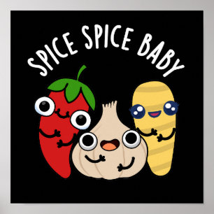Spice Spice Baby Funny Food Pun Dark BG Poster