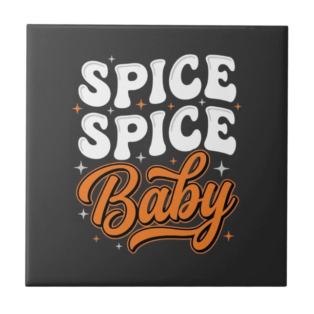 Spice Spice Baby Halloween Retro Typography Design Ceramic Tile (Front)