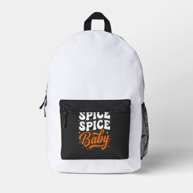 Spice Spice Baby Halloween Retro Typography Design Printed Backpack (Front)