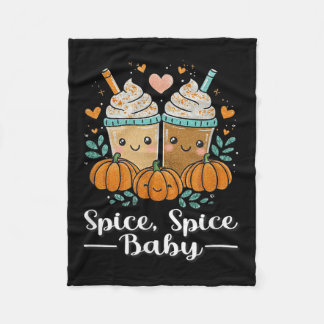 Spice Spice Baby Kawaii Pumpkin Spice Latte Lover  Fleece Blanket