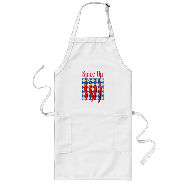 Spice Up Bold Chilli Pepper Long Apron (Front)