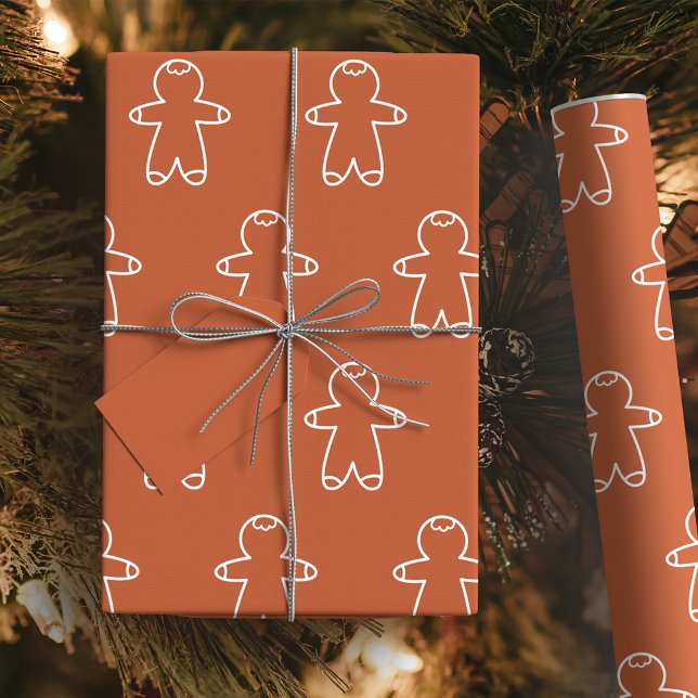 Spiced Cookie Brown BE562F Gingerbread Man Wrapping Paper (Spiced Cookie Brown Gingerbread Man Wrapping Paper)