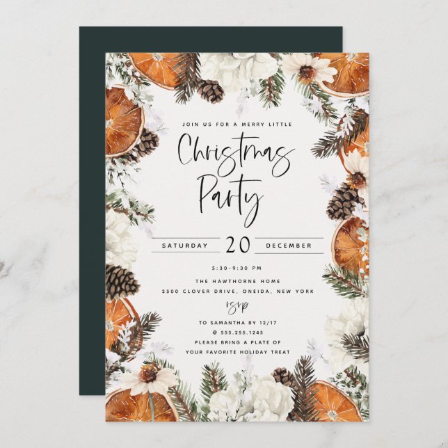 Spiced Orange Christmas Party Invitation (Front/Back)