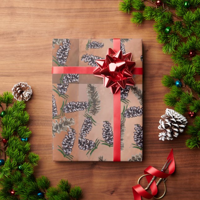 spiced orange with pine cones wrapping paper (Holiday Gift)